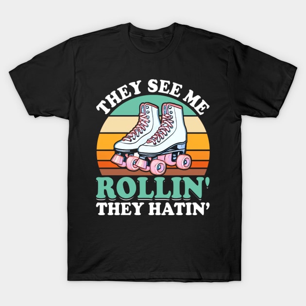 Roller Skating Retro and Sexy Roller Girl T-Shirt by Blind Art